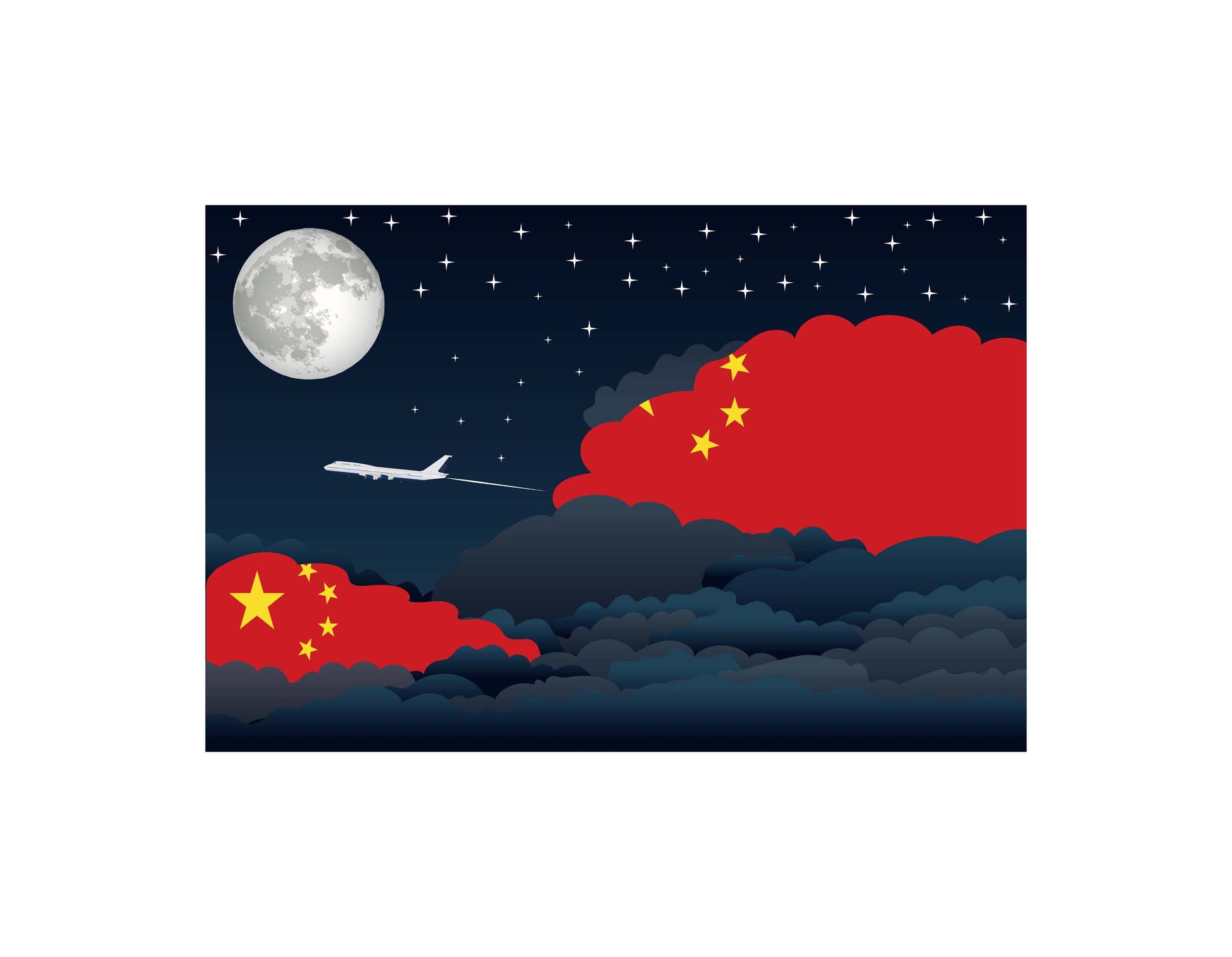 China Night Clouds Canvas Print Framed