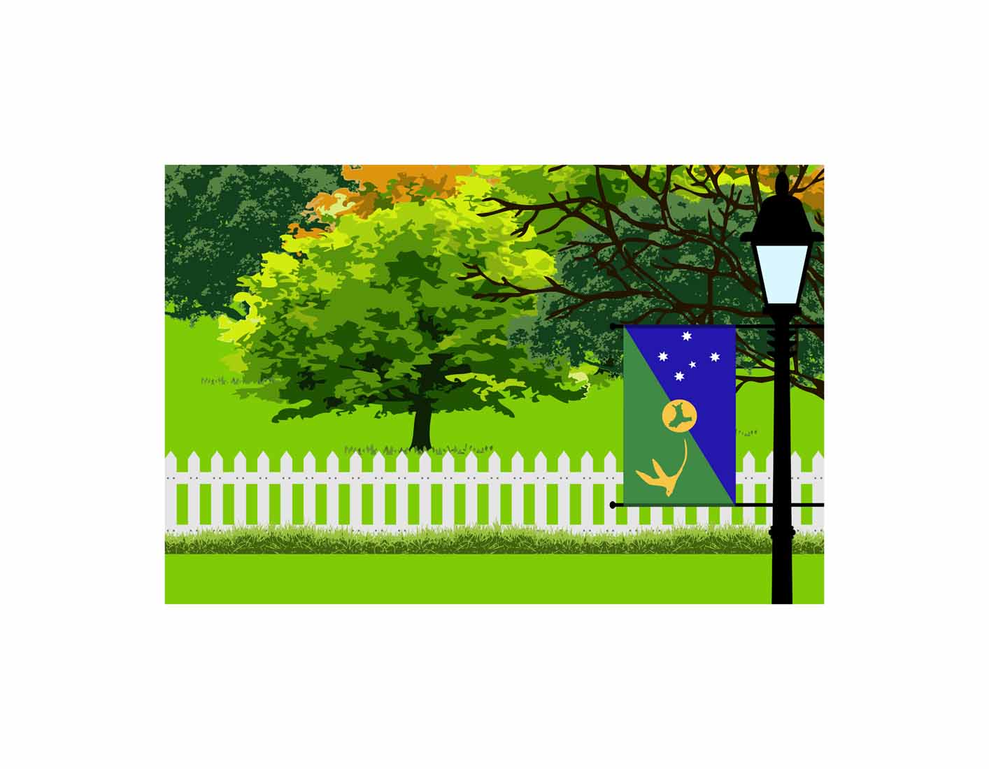 Christmas Island Trees Street Lamp Canvas Print Framed