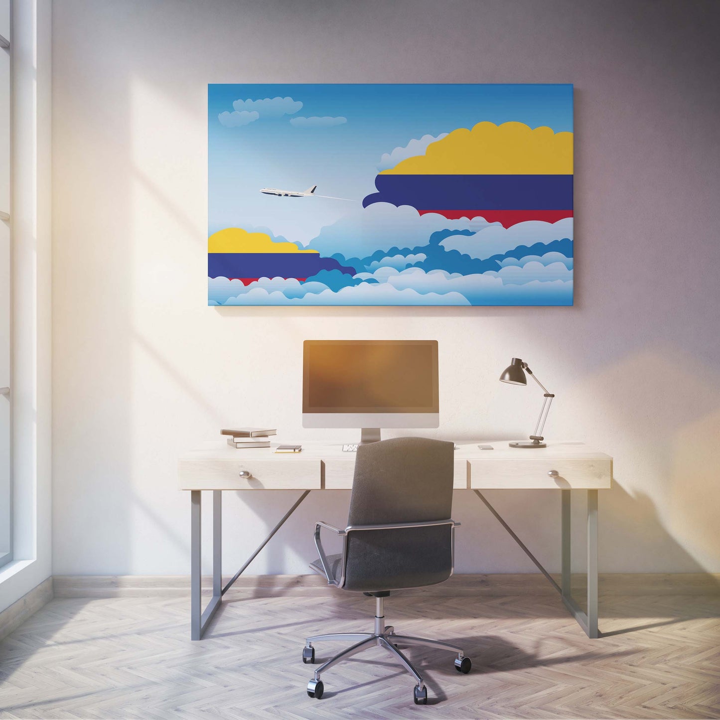 Colombia Day Clouds Canvas Print Framed