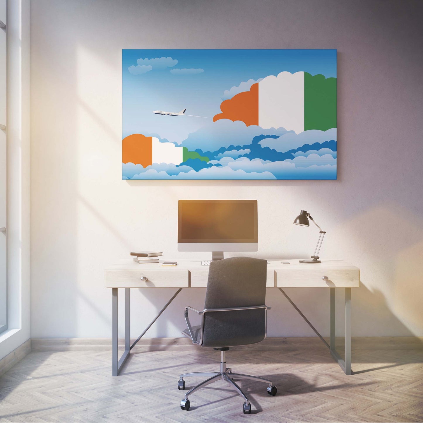 Cote D'Ivoire Day Clouds Canvas Print Framed