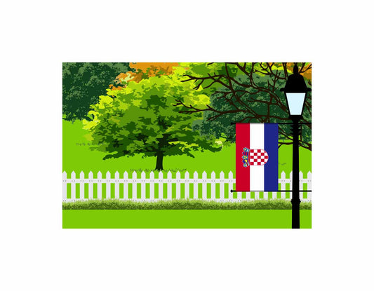 Croatia Trees Street Lamp Canvas Print Framed