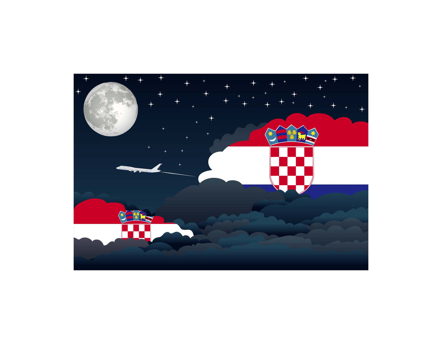 Croatia Night Clouds Canvas Print Framed