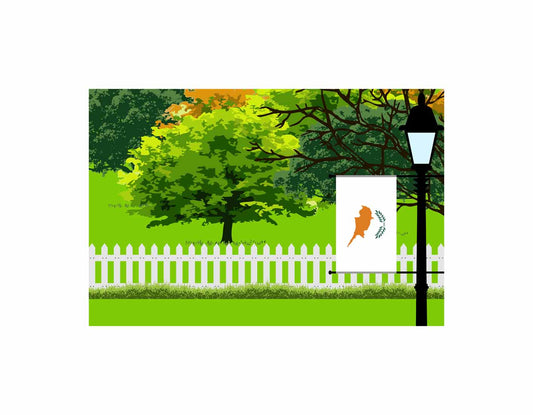 Cyprus Trees Street Lamp Canvas Print Framed