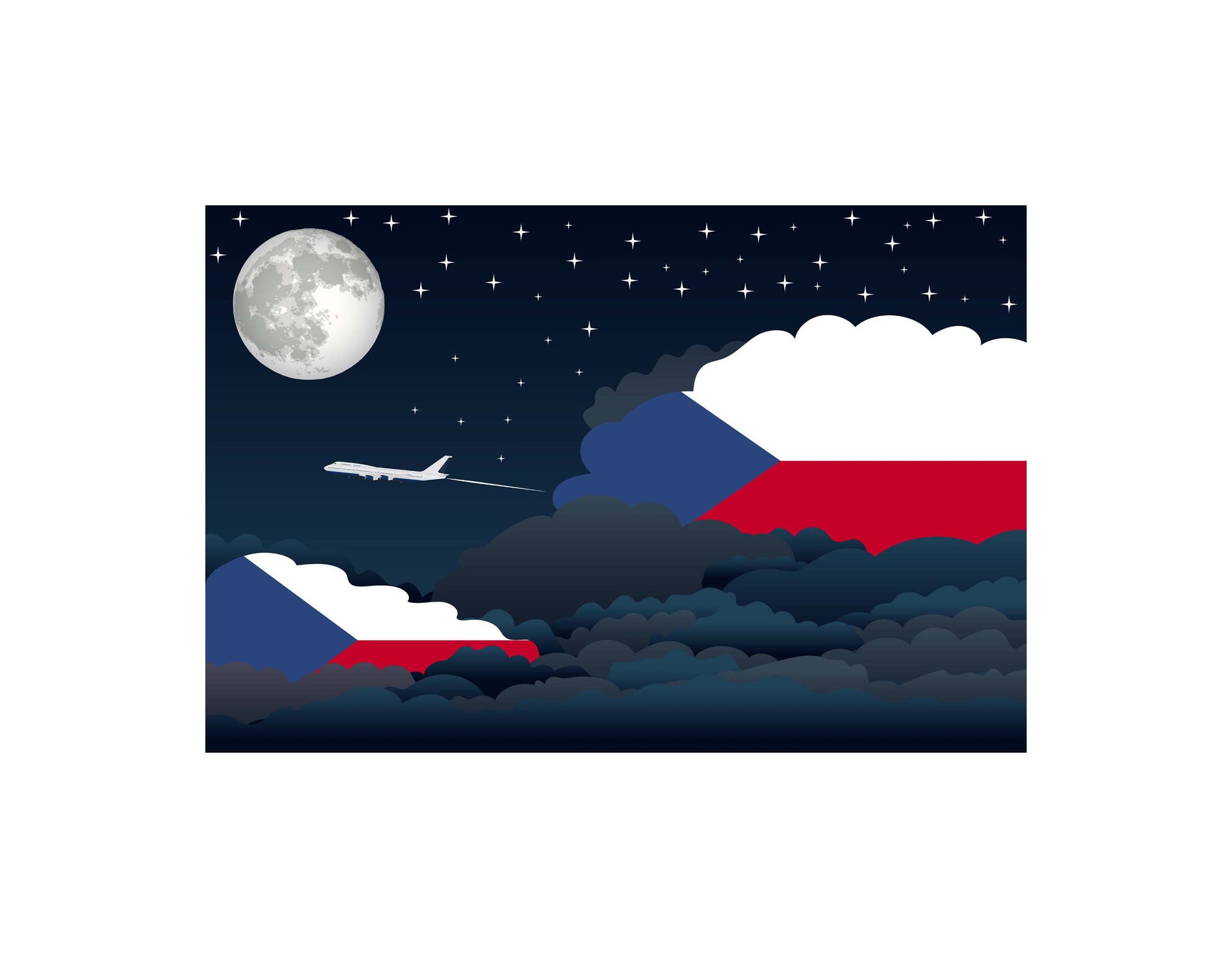 Czech Republic Night Clouds Canvas Print Framed