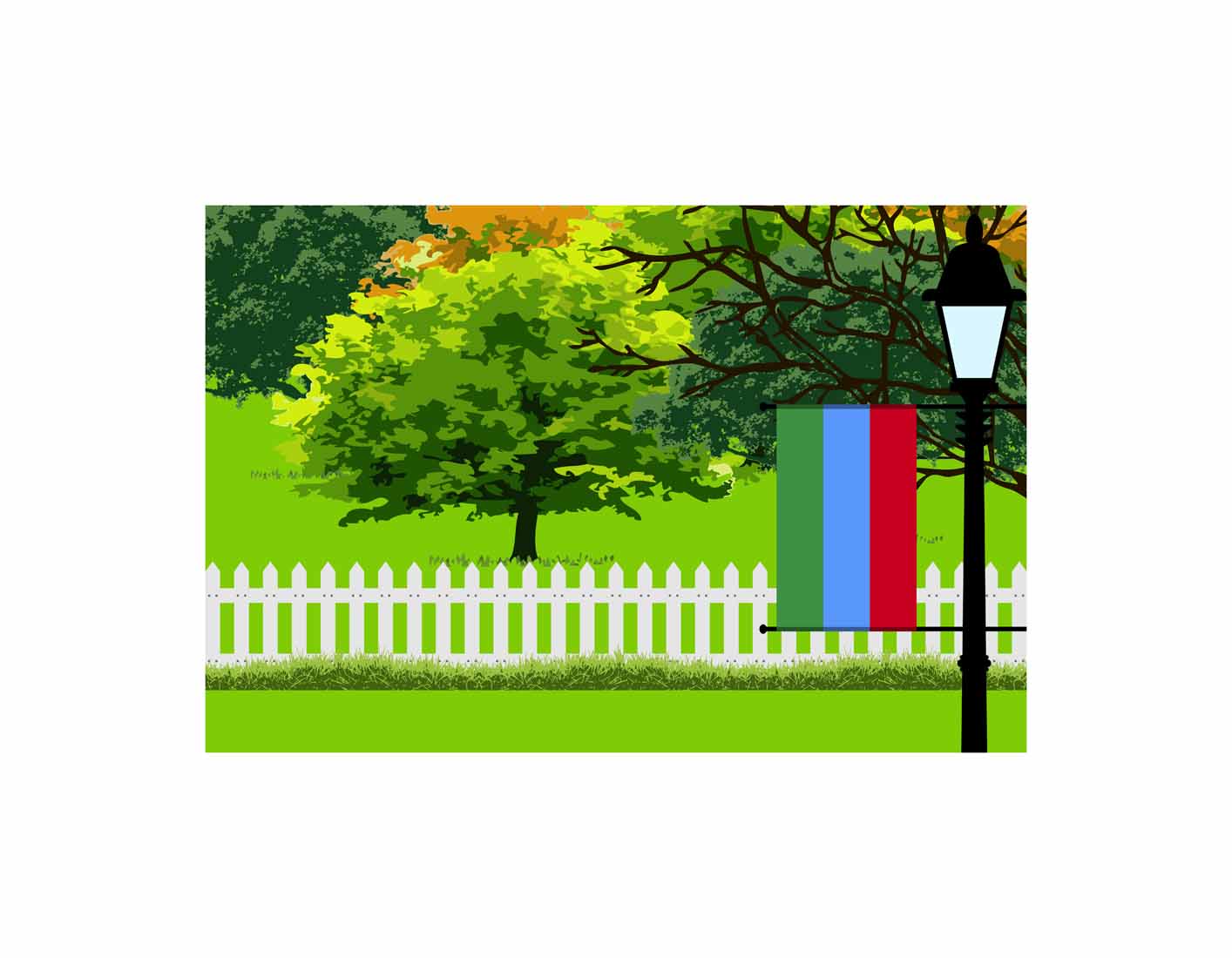 Dagestan Trees Street Lamp Canvas Print Framed