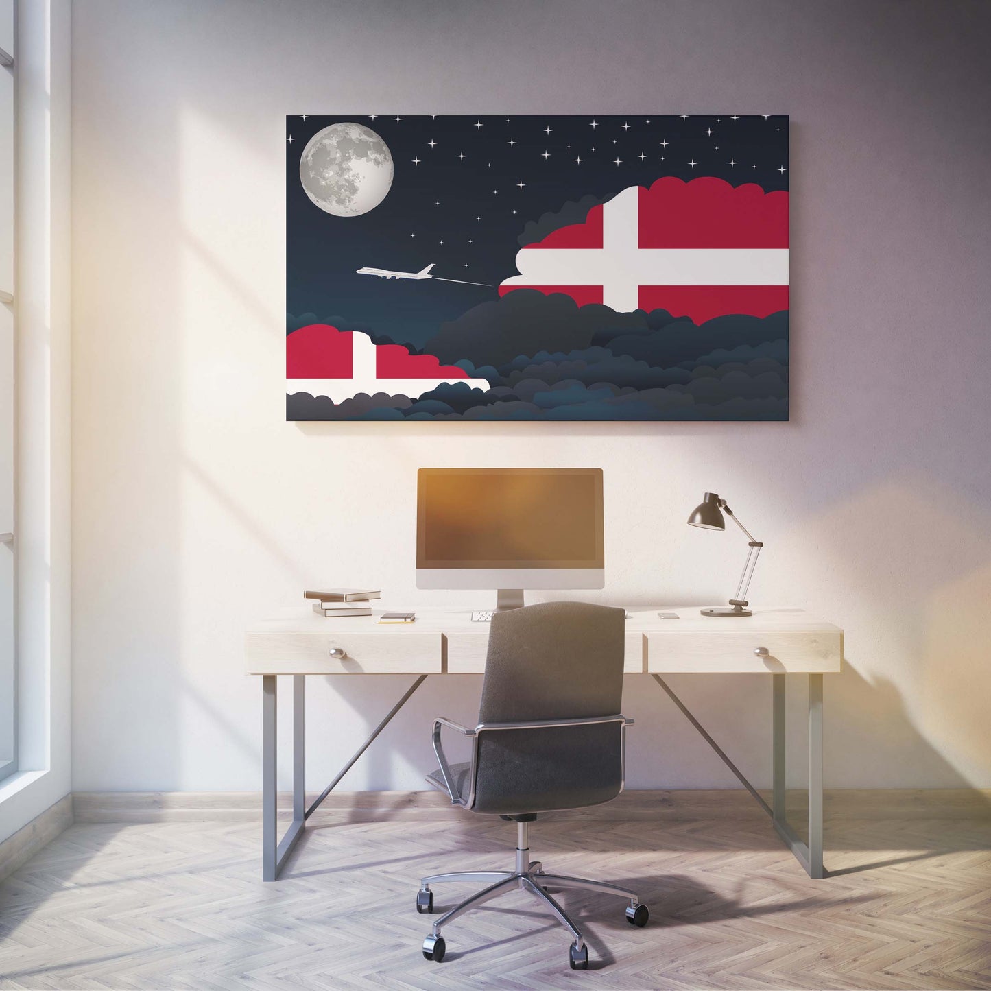 Denmark Night Clouds Canvas Print Framed