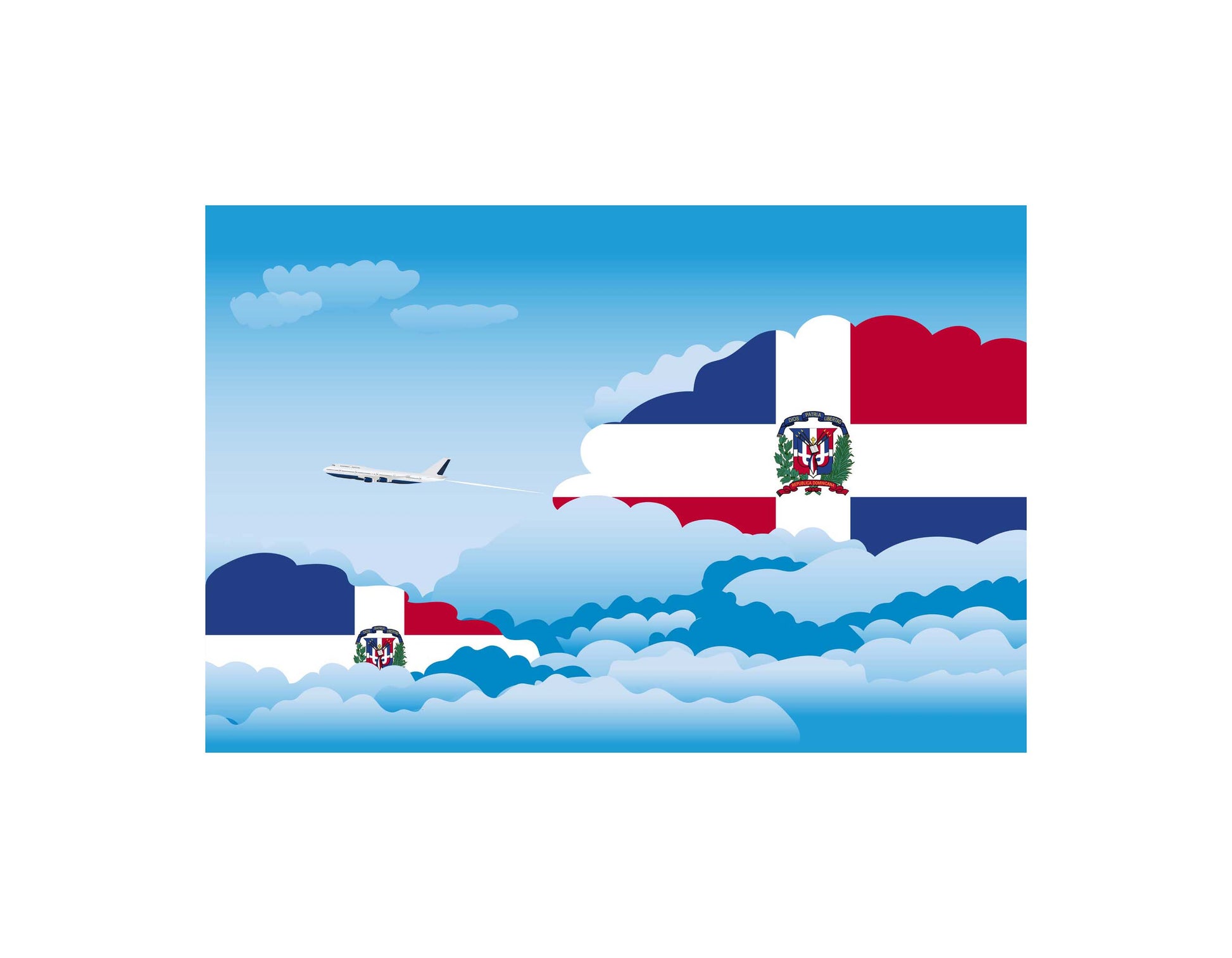 Dominican Republic Day Clouds Canvas Print Framed