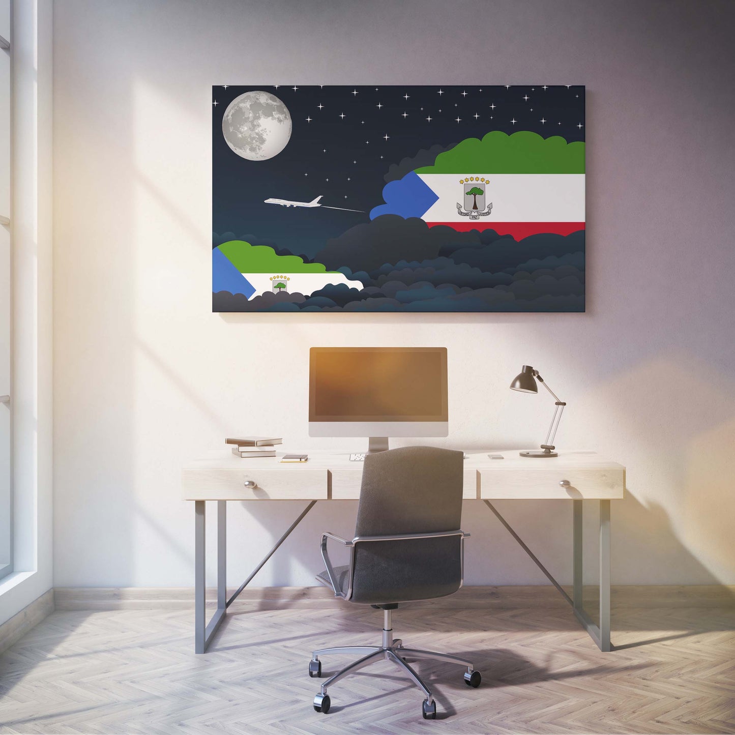 Equatorial Guinea Night Clouds Canvas Print Framed