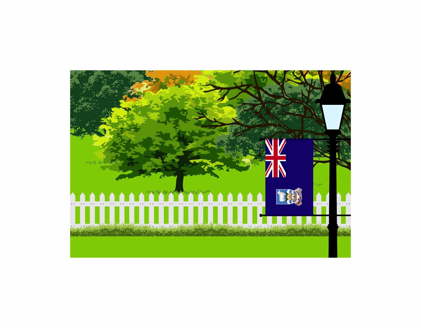 Falkland Islands Trees Street Lamp Canvas Print Framed