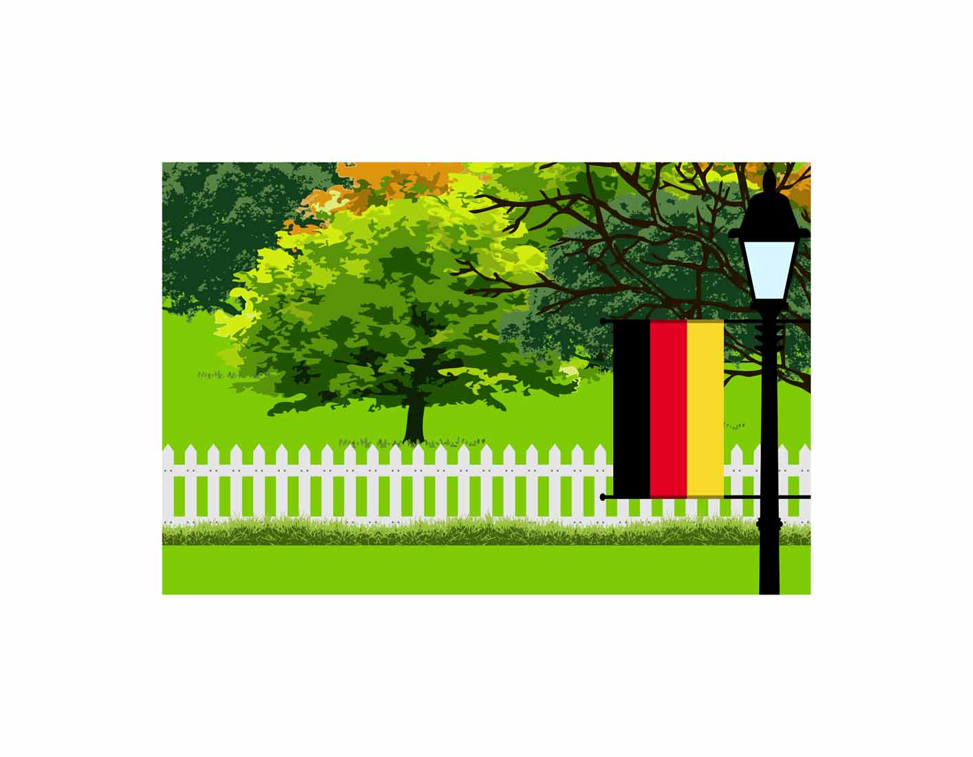 Germany Trees Street Lamp Canvas Print Framed