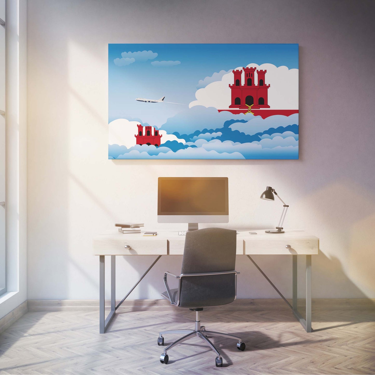 Gibraltar Day Clouds Canvas Print Framed