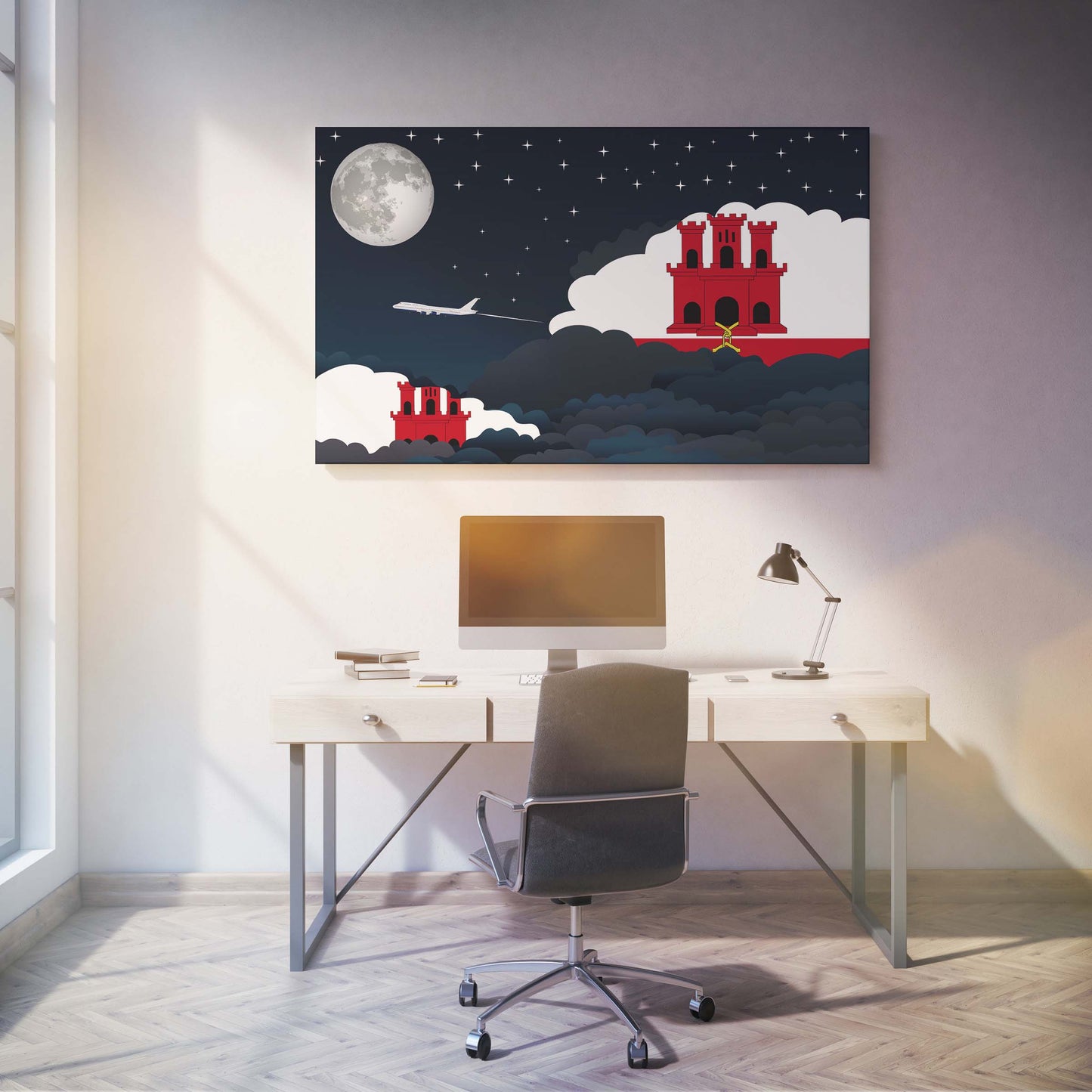 Gibraltar Night Clouds Canvas Print Framed