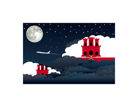 Gibraltar Night Clouds Canvas Print Framed