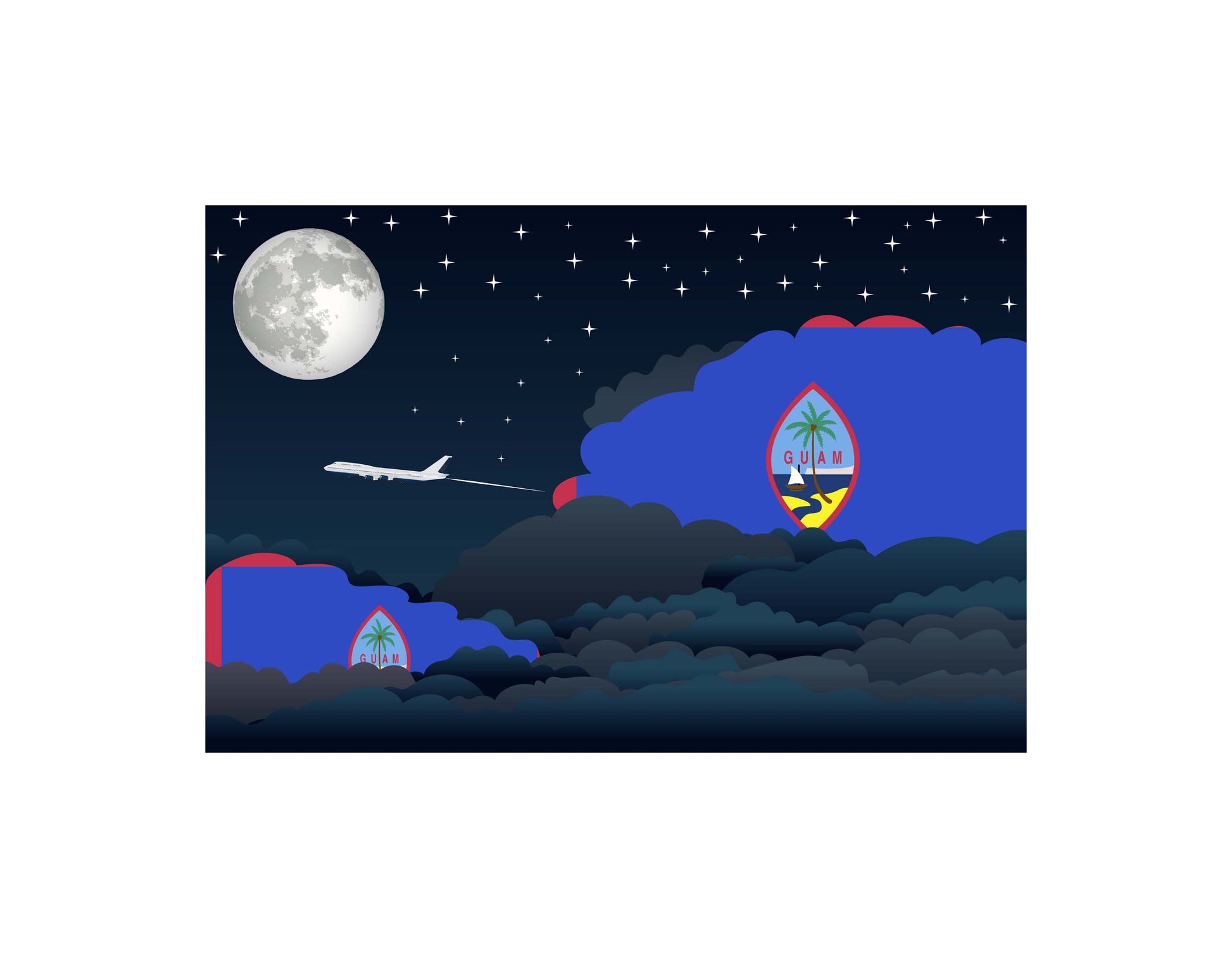 Guam Night Clouds Canvas Print Framed