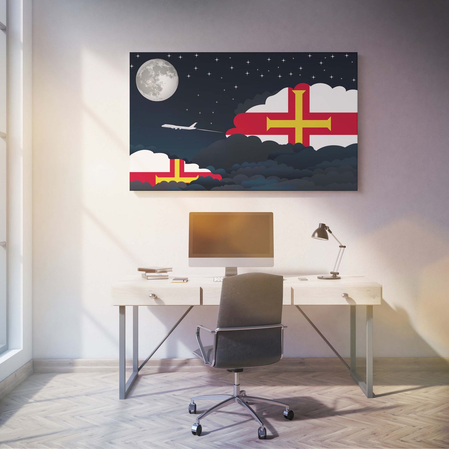 Guernsey Night Clouds Canvas Print Framed