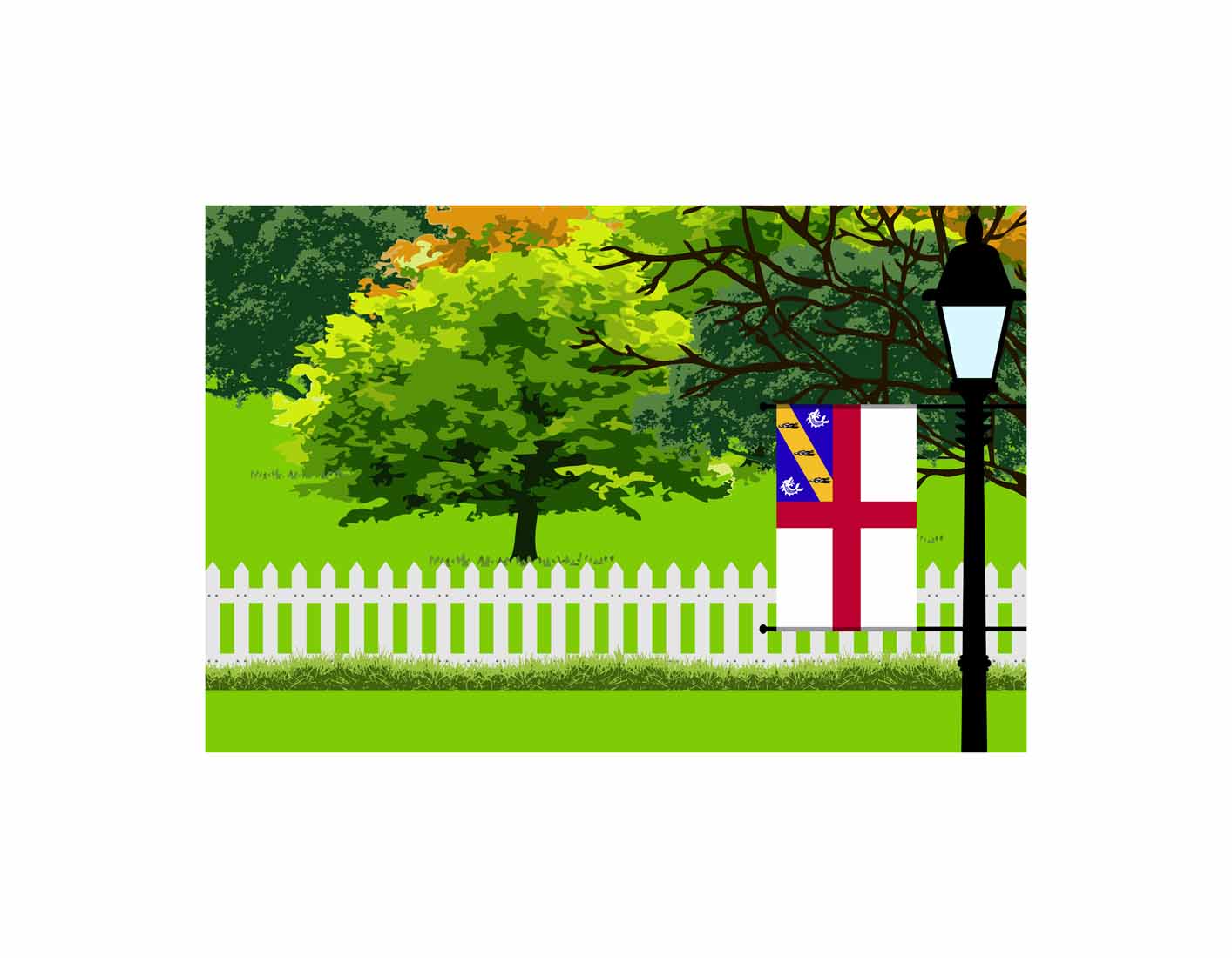 Herm Trees Street Lamp Canvas Print Framed