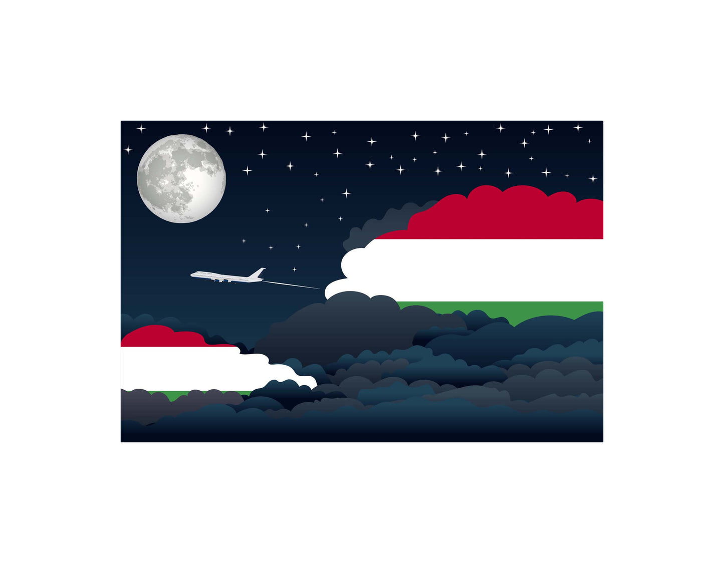 Hungary Night Clouds Canvas Print Framed