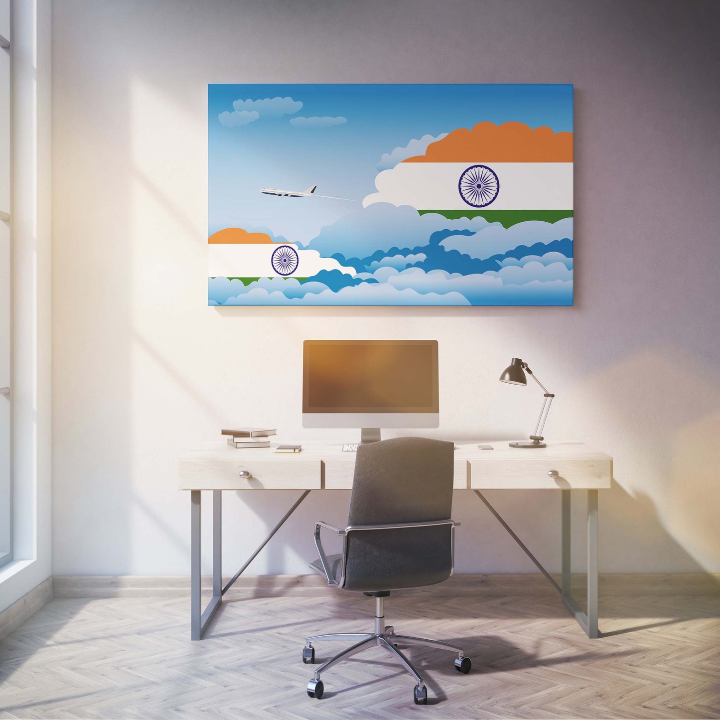 India Day Clouds Canvas Print Framed