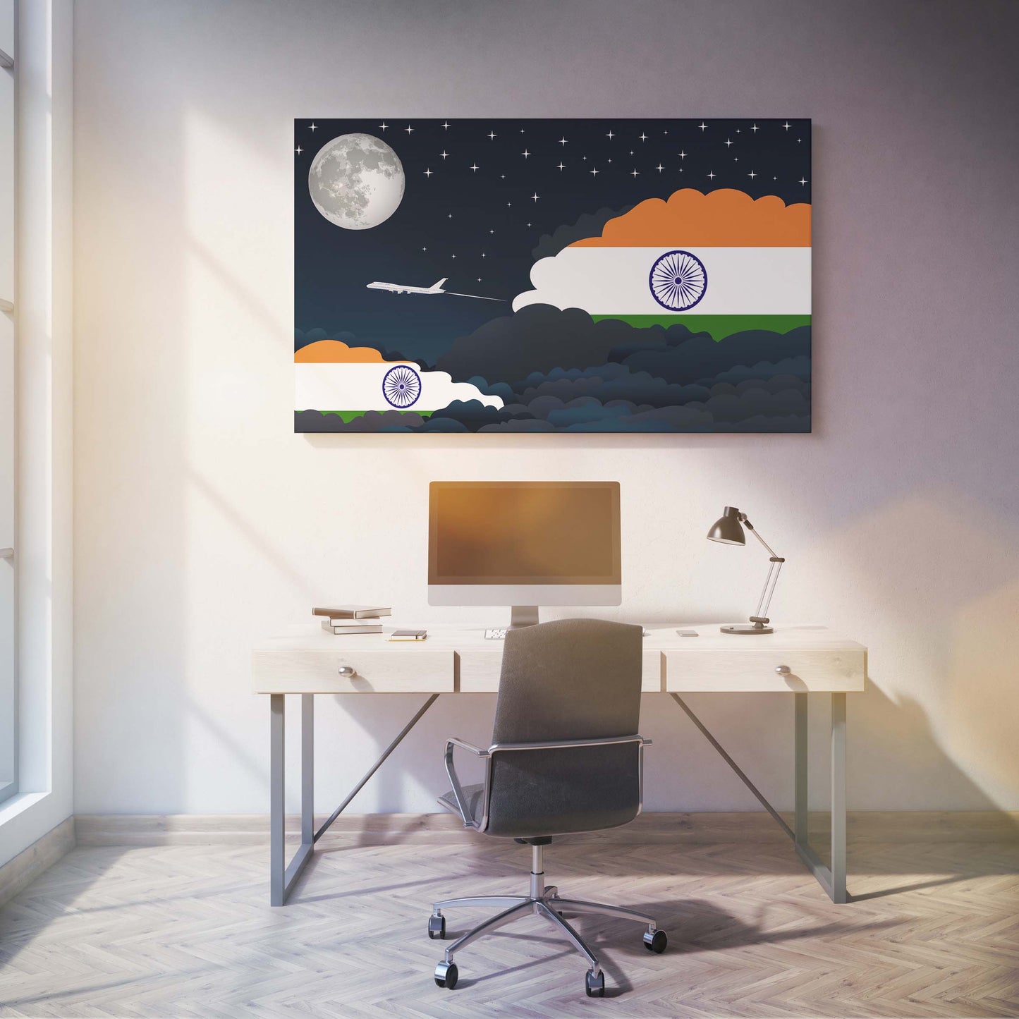 India Night Clouds Canvas Print Framed