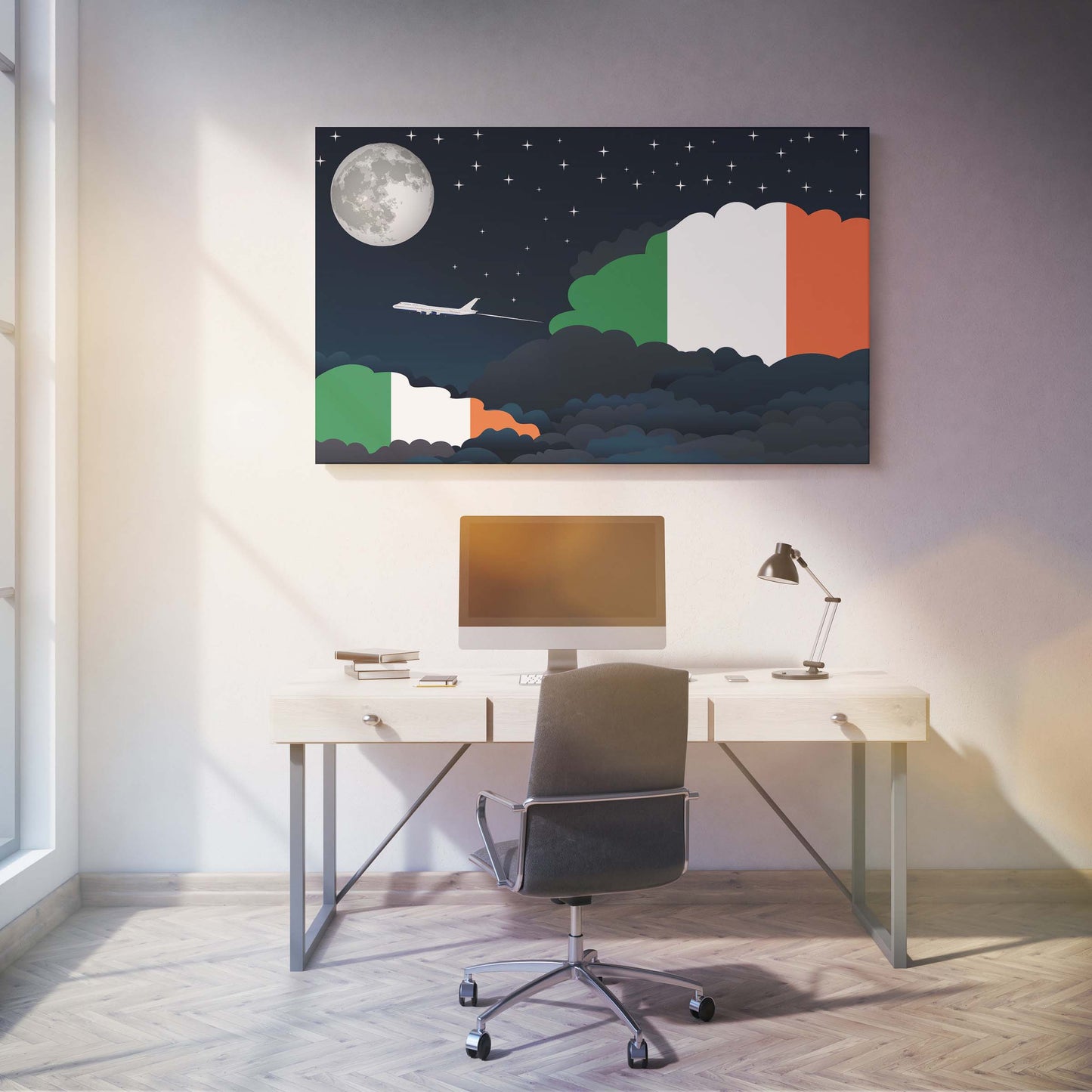 Ireland Night Clouds Canvas Print Framed