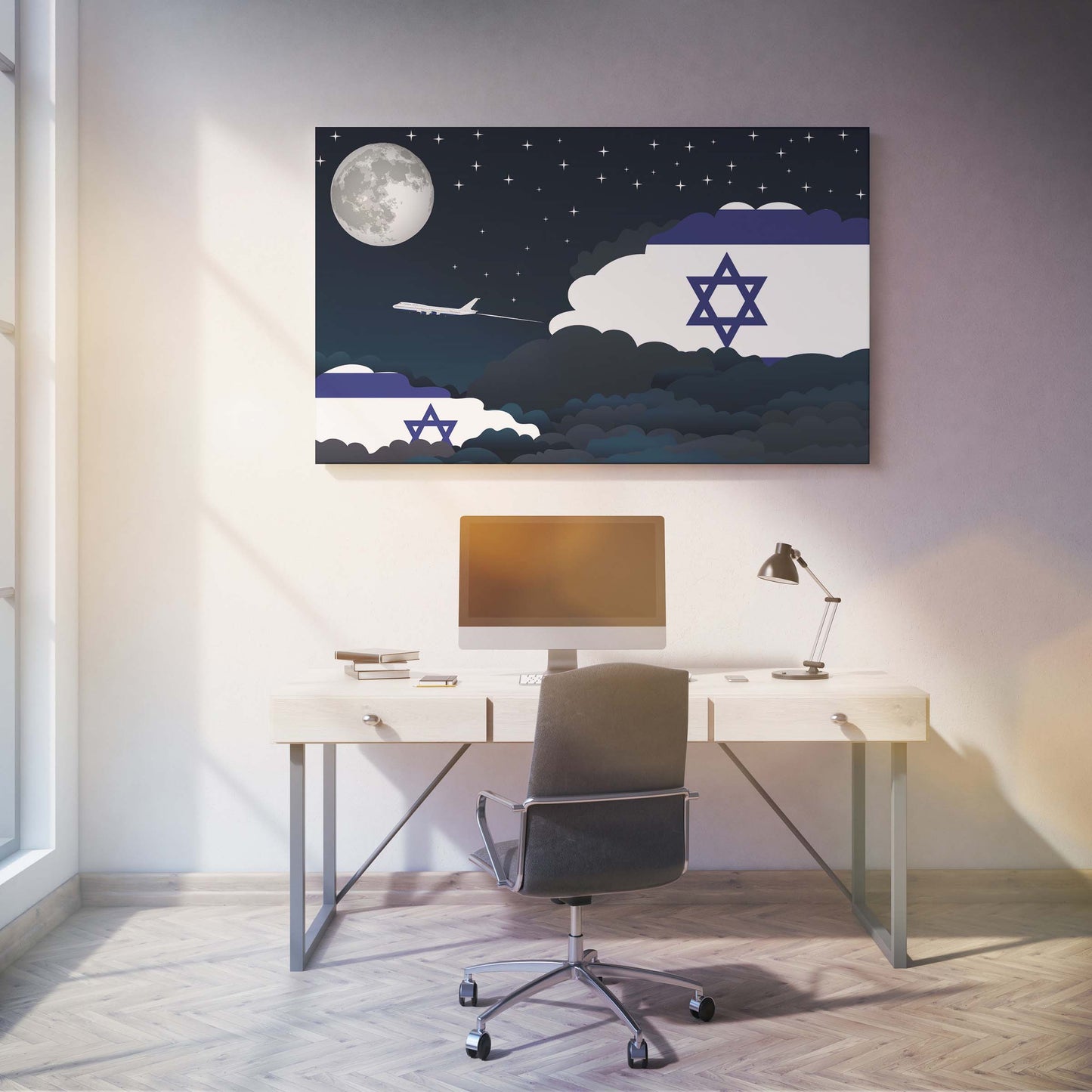 Israel Night Clouds Canvas Print Framed