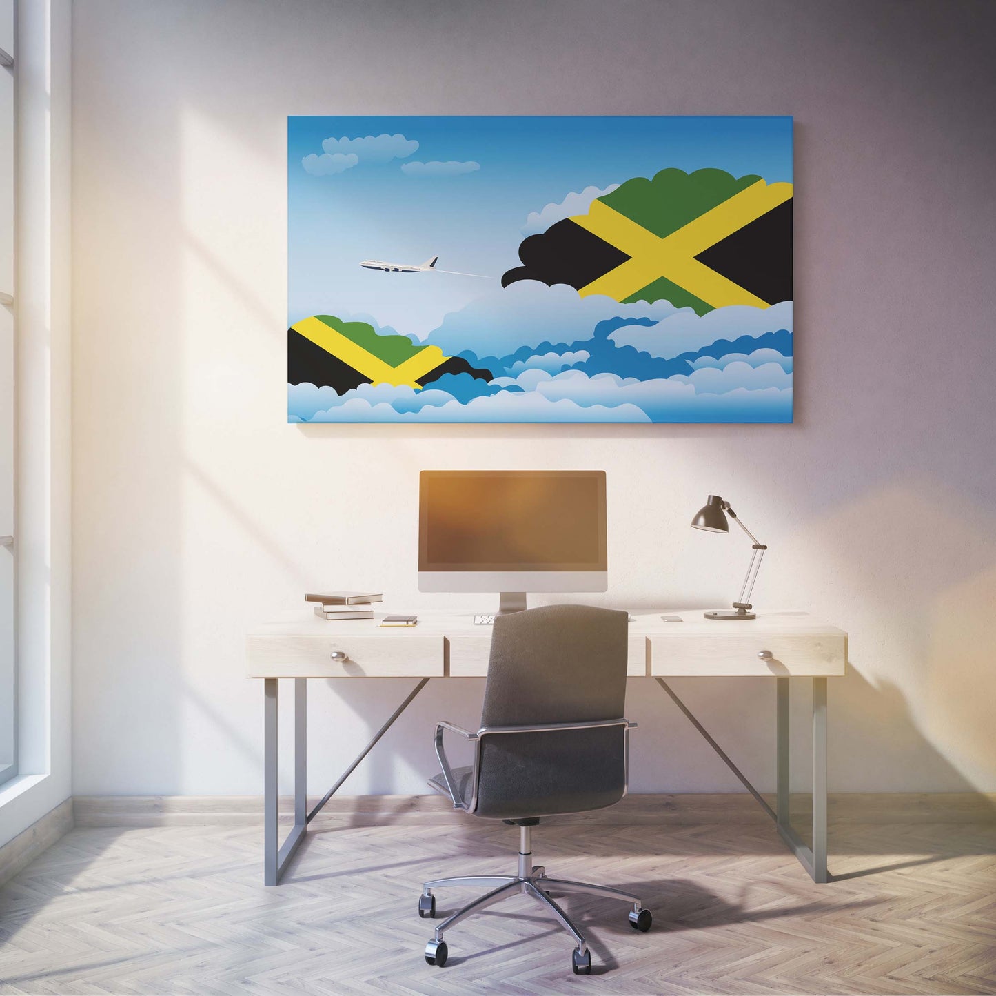 Jamaica Day Clouds Canvas Print Framed