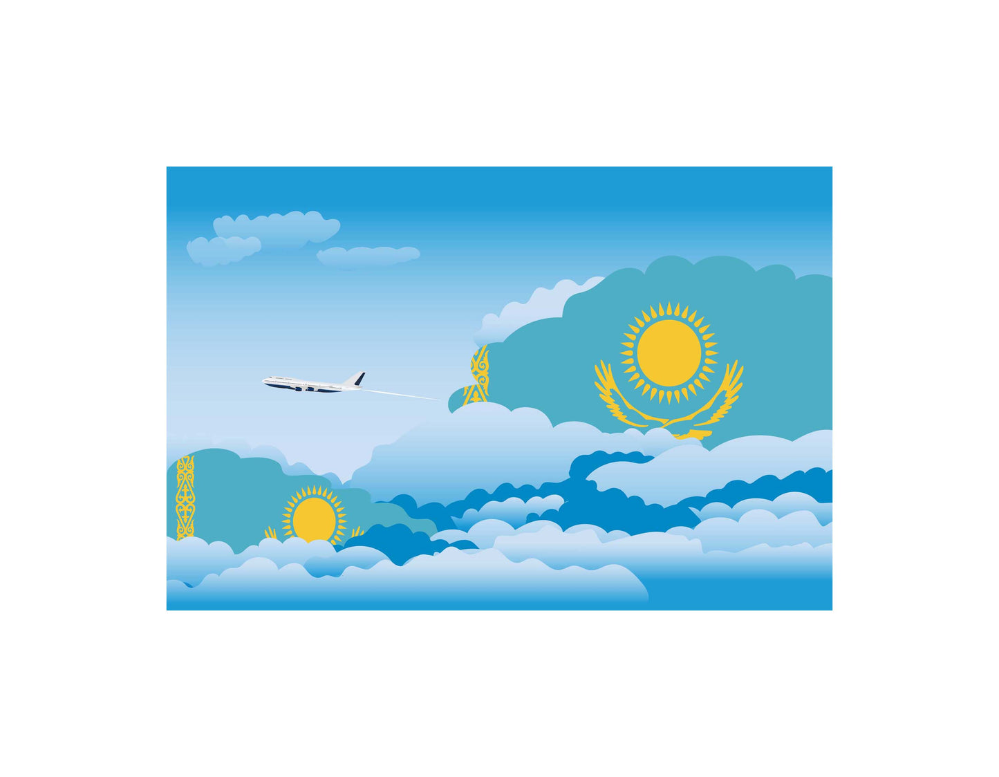 Kazakhstan Day Clouds Canvas Print Framed