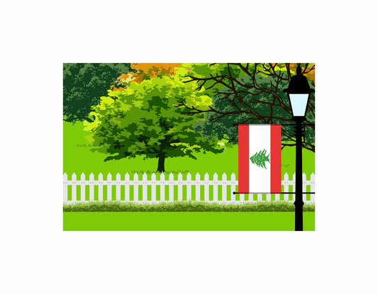 Lebanon Trees Street Lamp Canvas Print Framed