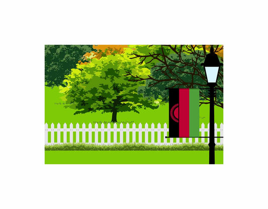 Malawi Trees Street Lamp Canvas Print Framed