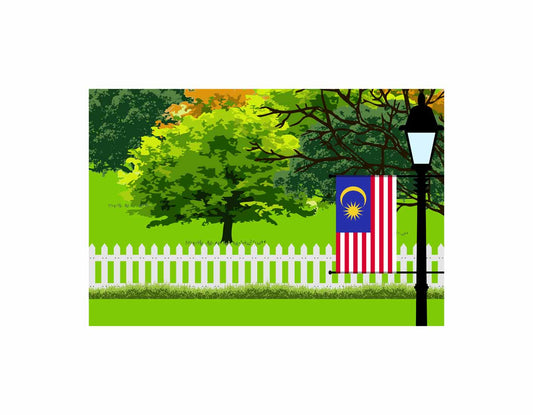 Malaysia Trees Street Lamp Canvas Print Framed