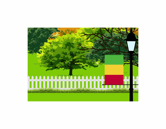 Mali Trees Street Lamp Canvas Print Framed