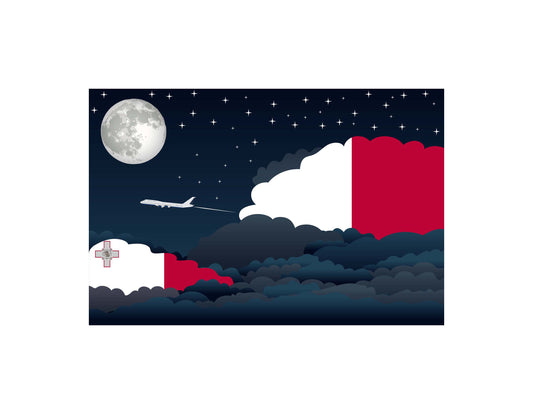 Malta Night Clouds Canvas Print Framed