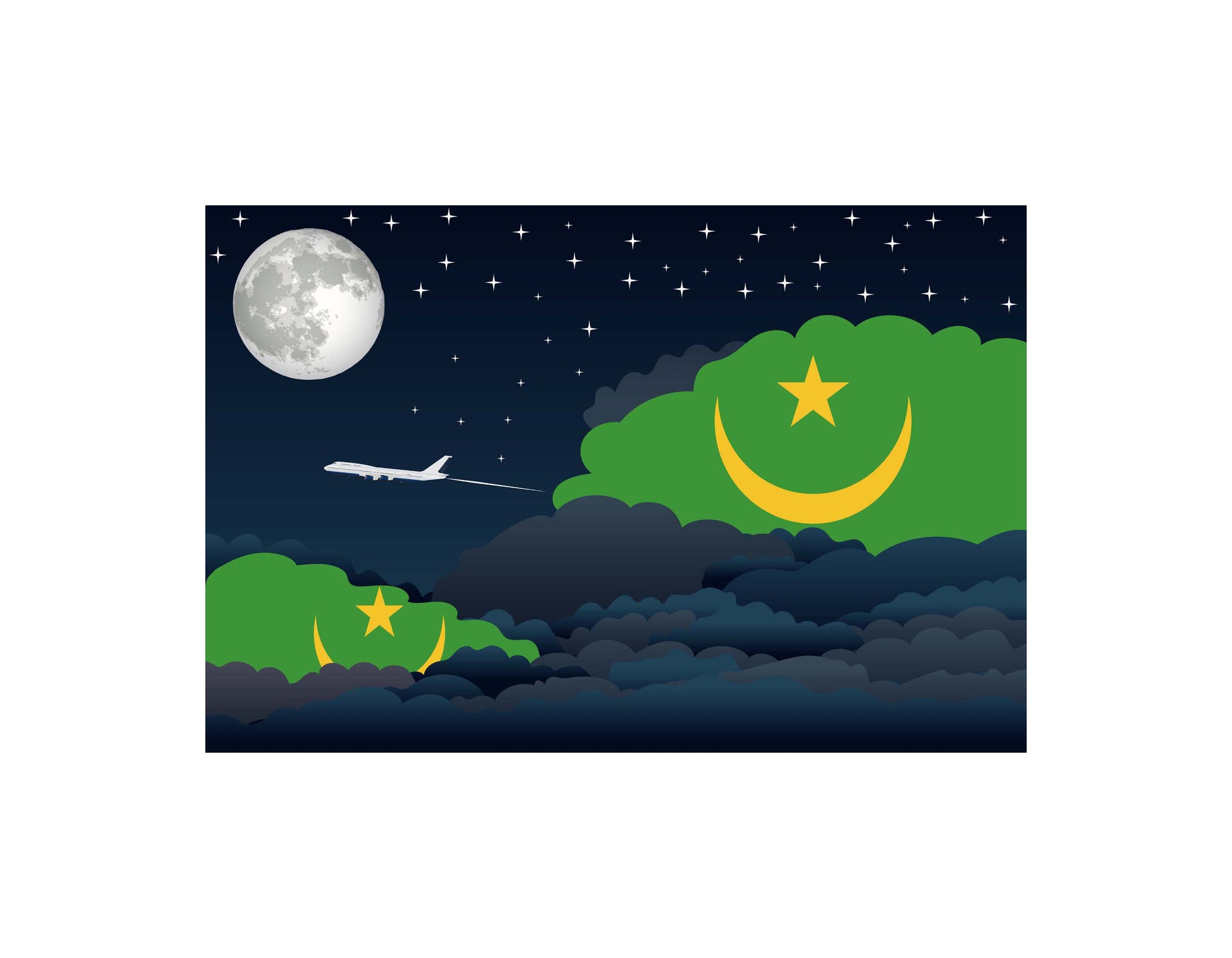 Mauritania Night Clouds Canvas Print Framed