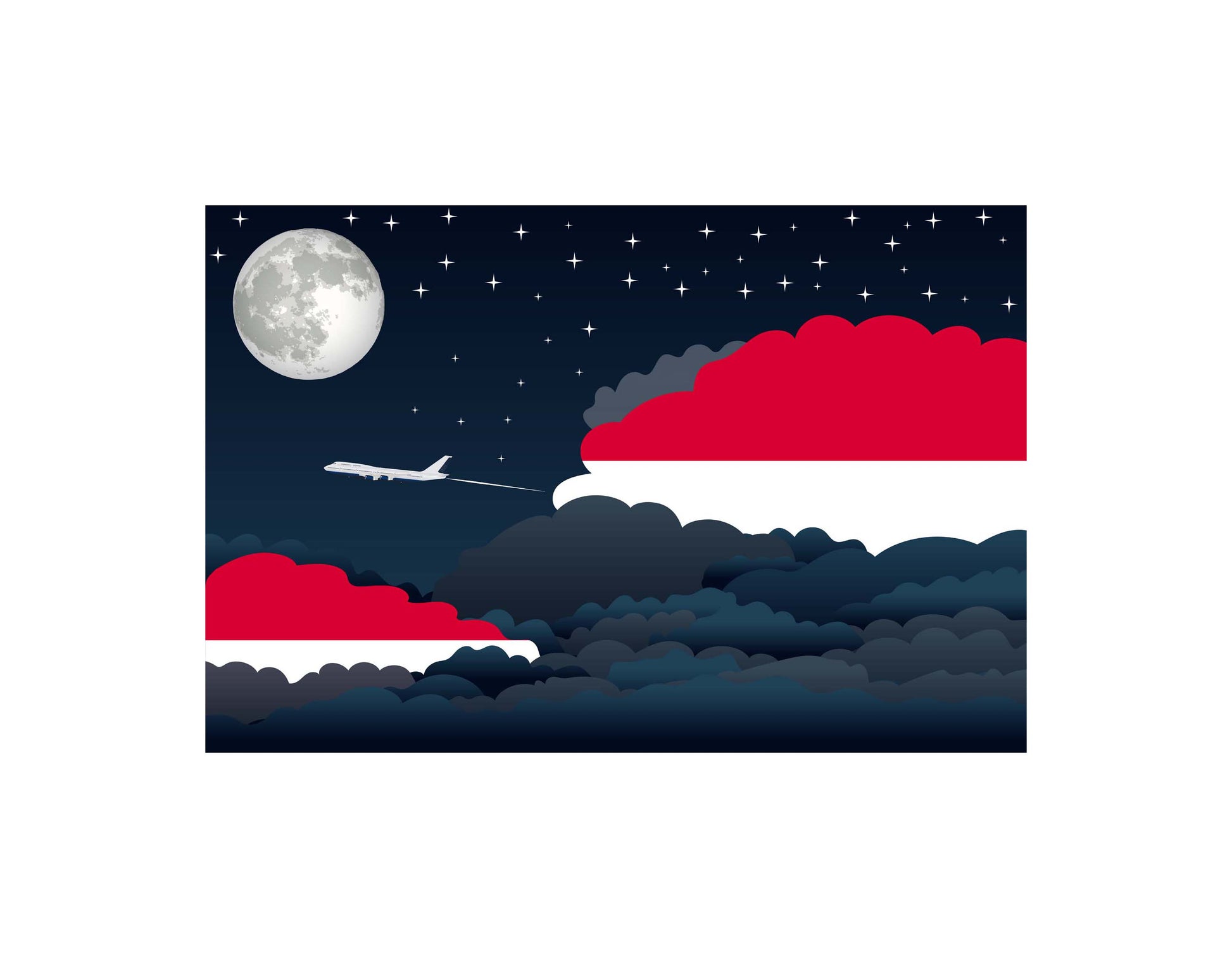 Monaco Night Clouds Canvas Print Framed