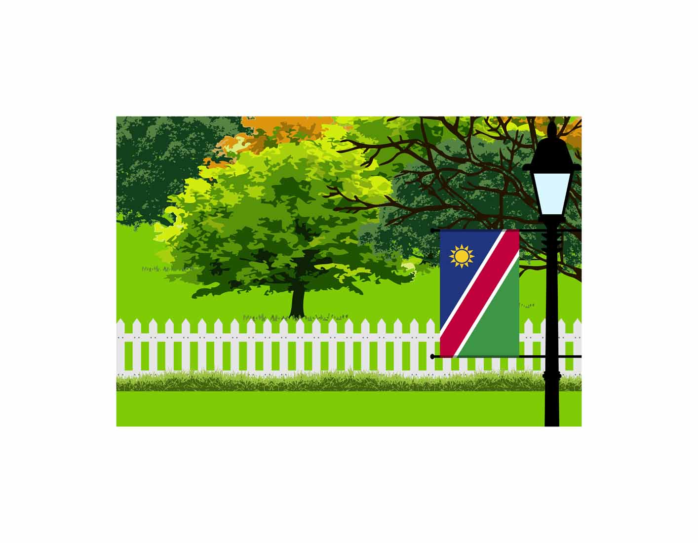 Namibia Trees Street Lamp Canvas Print Framed