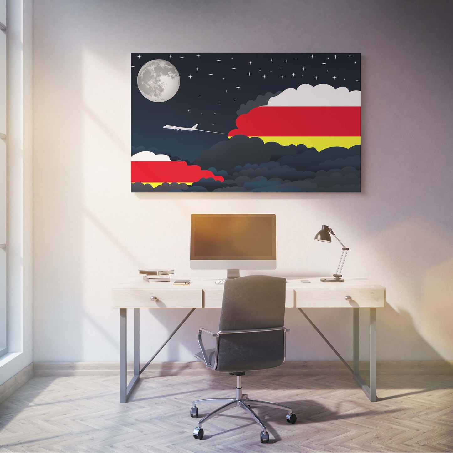 North Ossetia Night Clouds Canvas Print Framed