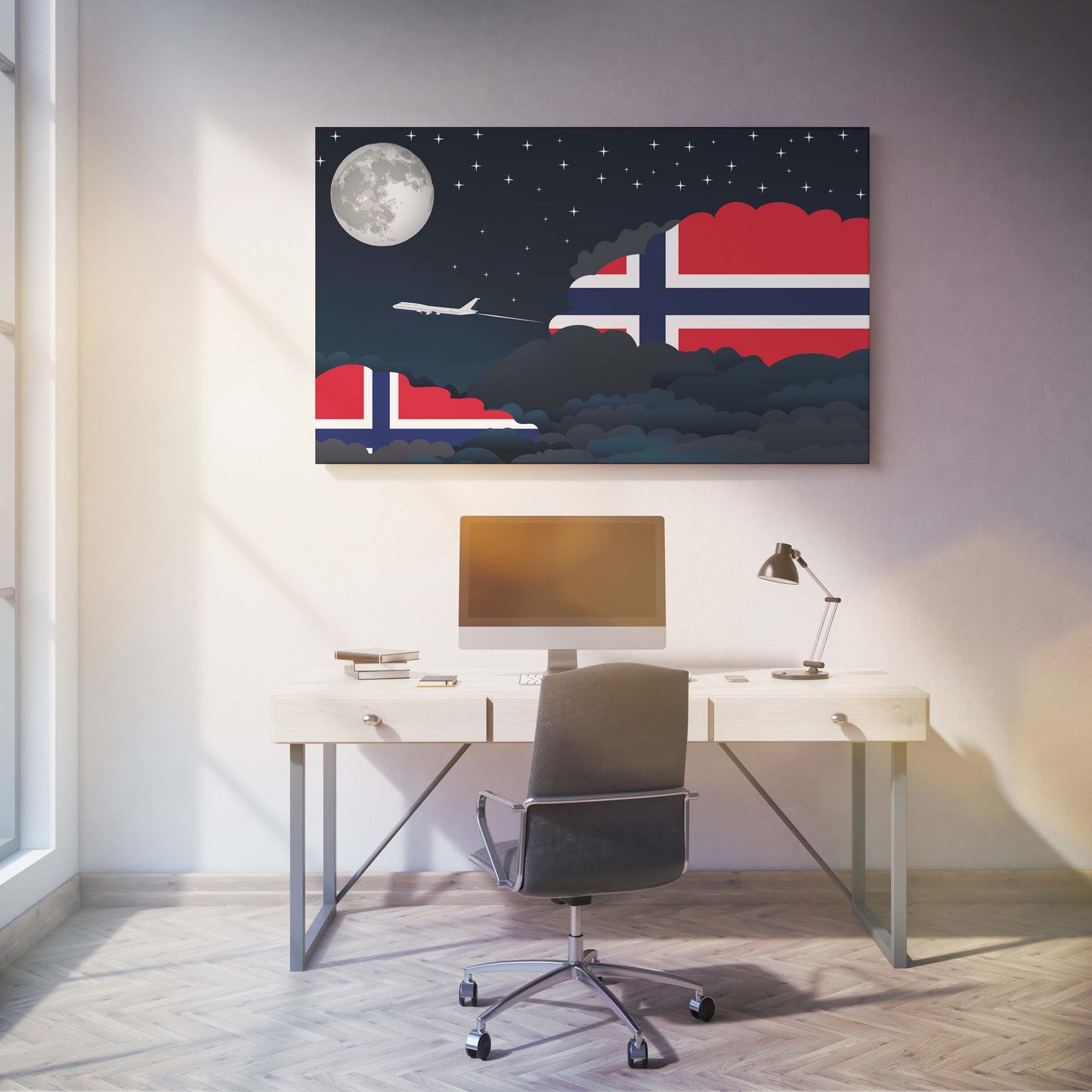 Norway Night Clouds Canvas Print Framed
