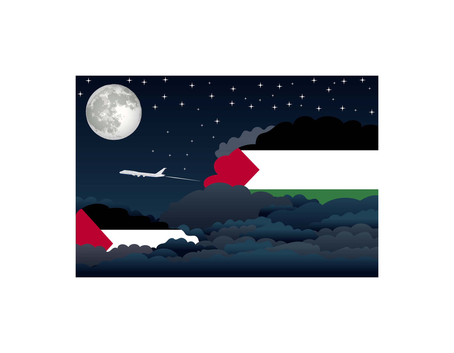 Palestine Night Clouds Canvas Print Framed