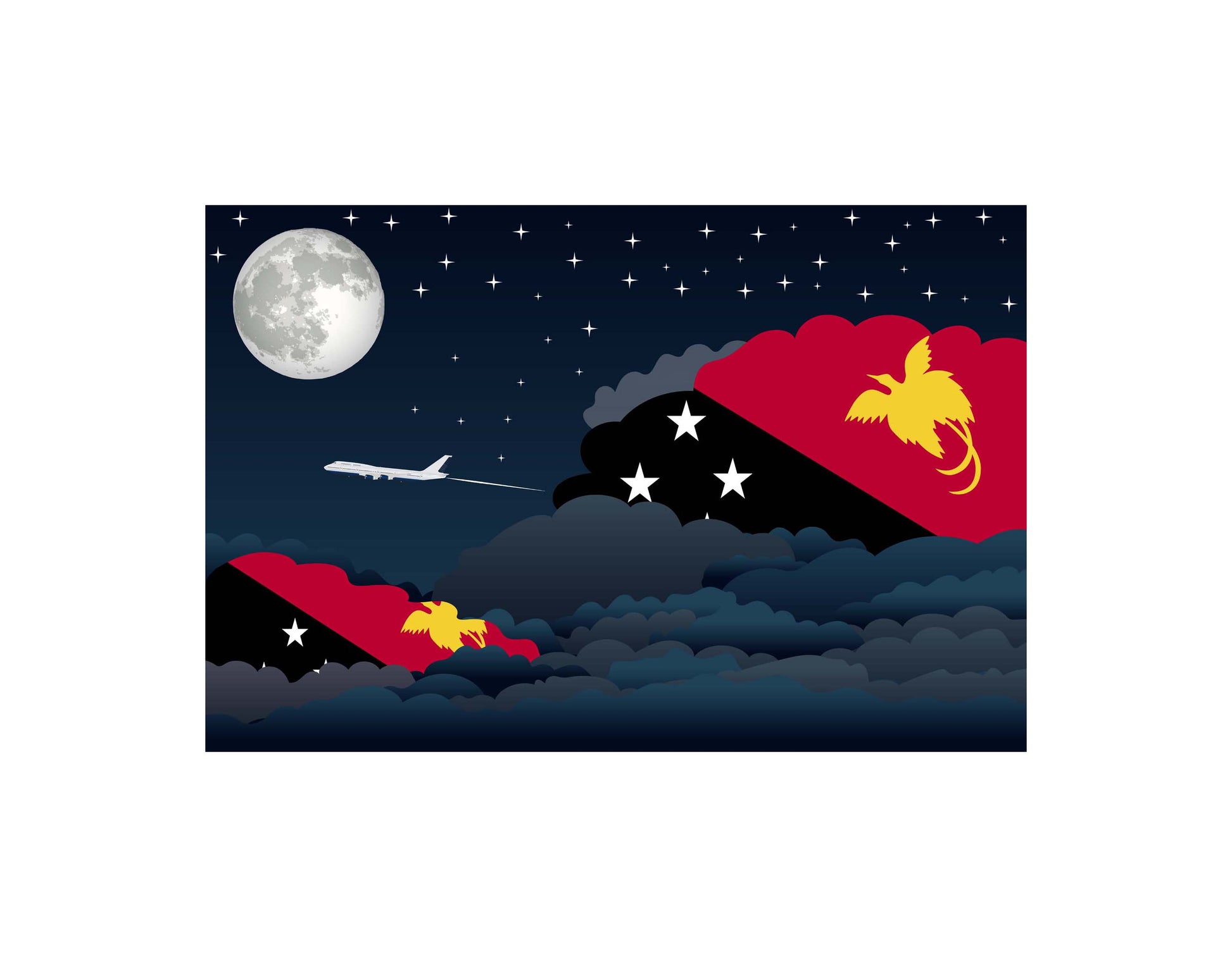 Papua New Guinea Night Clouds Canvas Print Framed