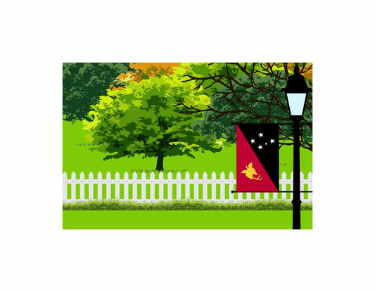 Papua New Guinea Trees Street Lamp Canvas Print Framed