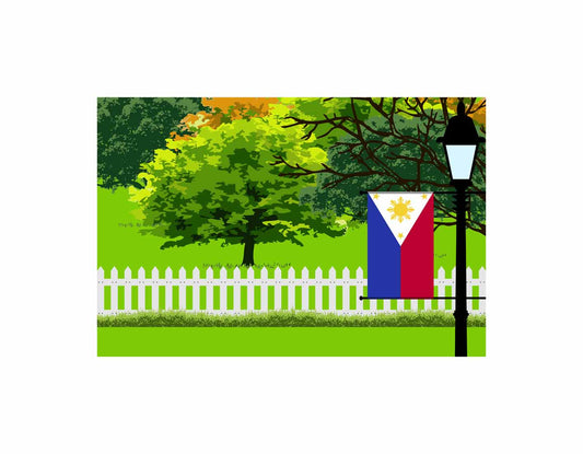 Philippines Trees Street Lamp Canvas Print Framed