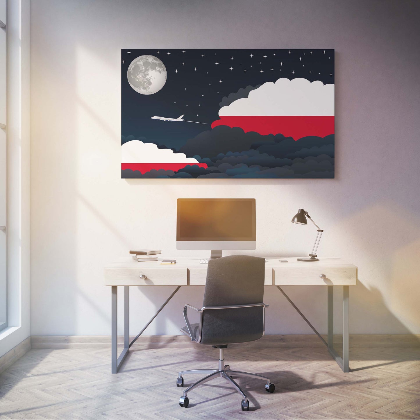 Poland Night Clouds Canvas Print Framed