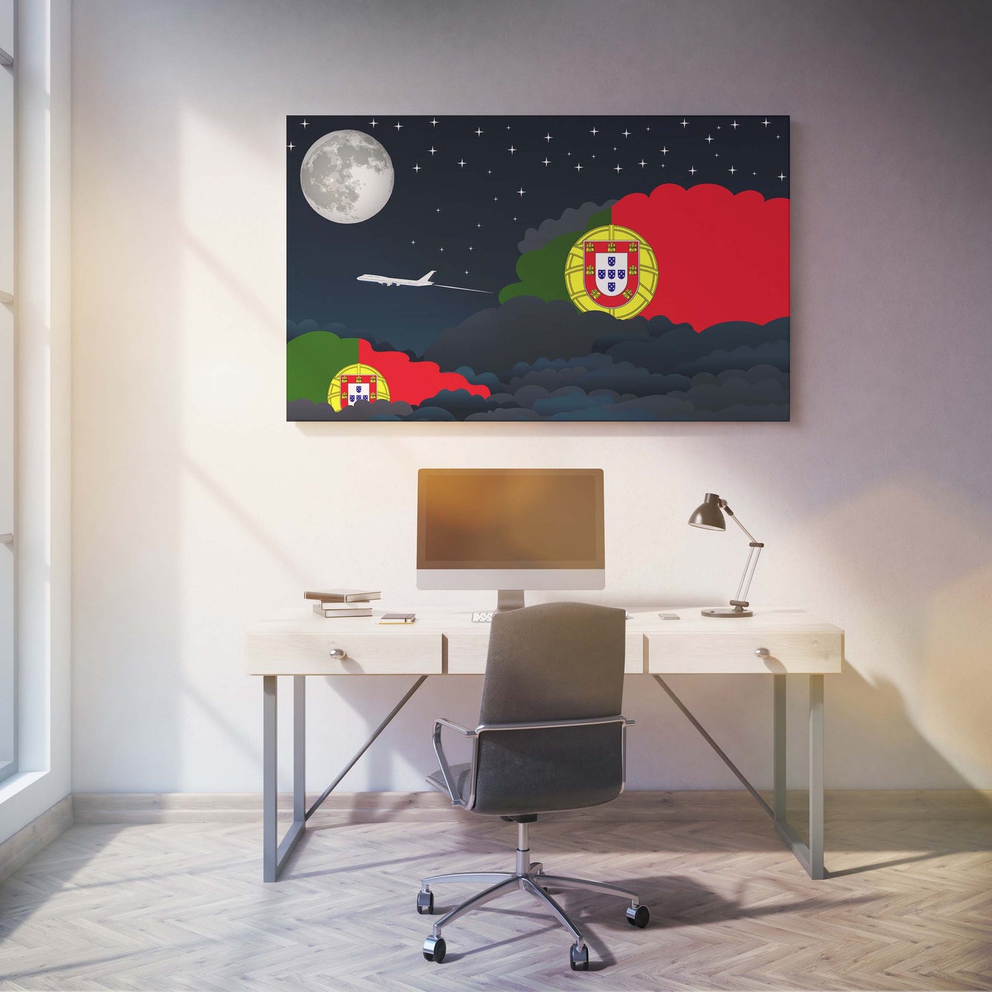 Portugal Night Clouds Canvas Print Framed