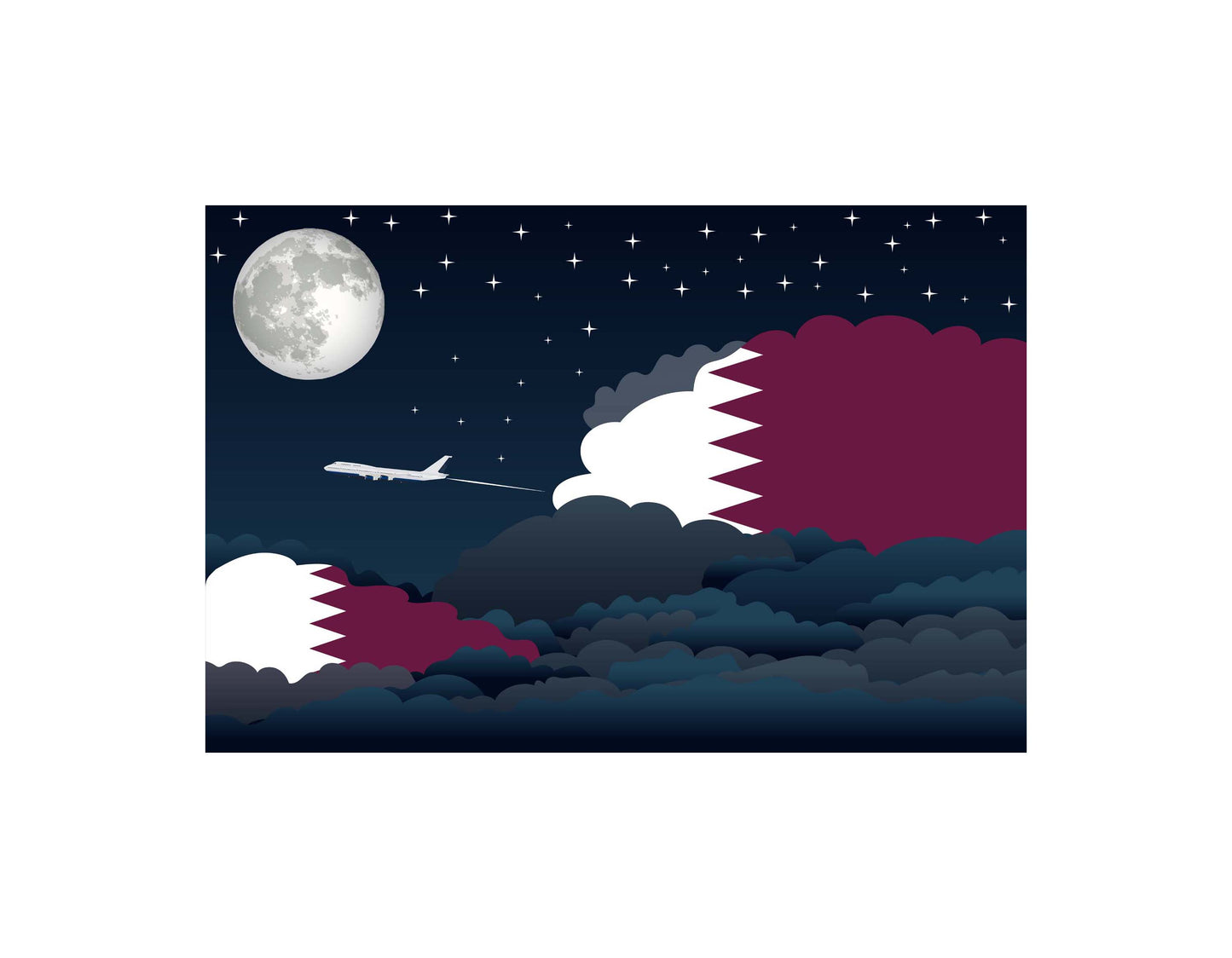 Qatar Night Clouds Canvas Print Framed