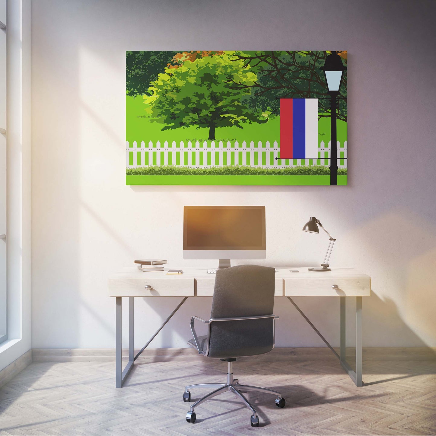 Republika Srpska Trees Street Lamp Canvas Print Framed