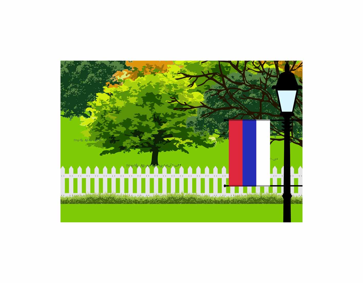 Republika Srpska Trees Street Lamp Canvas Print Framed