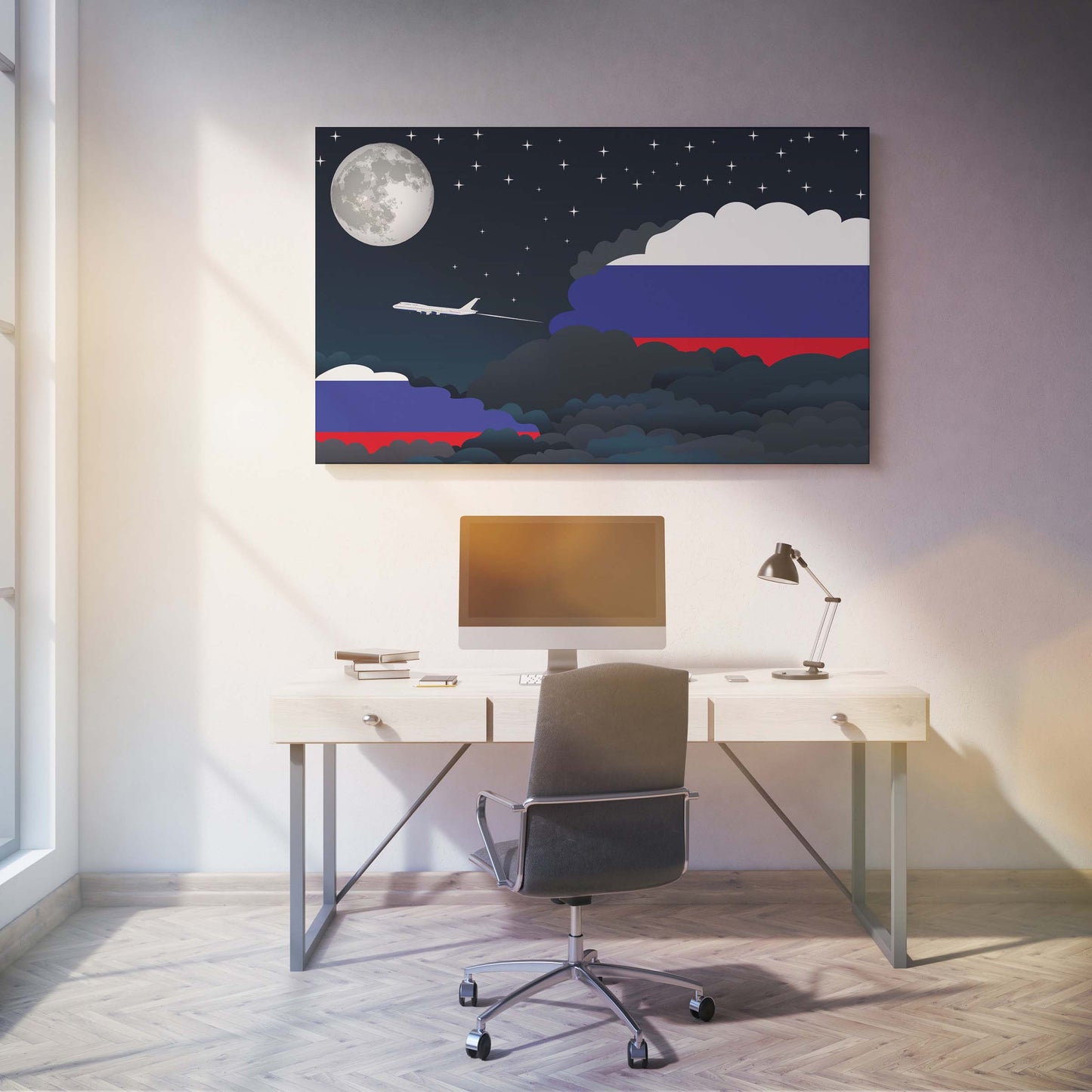 Russia Night Clouds Canvas Print Framed