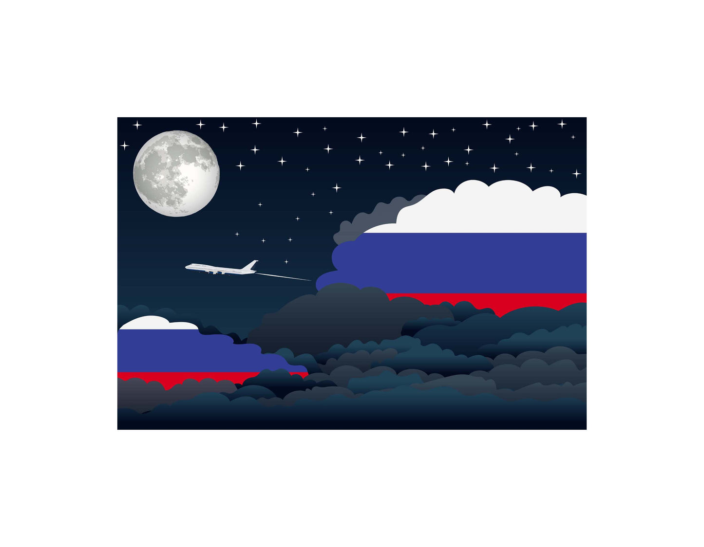 Russia Night Clouds Canvas Print Framed