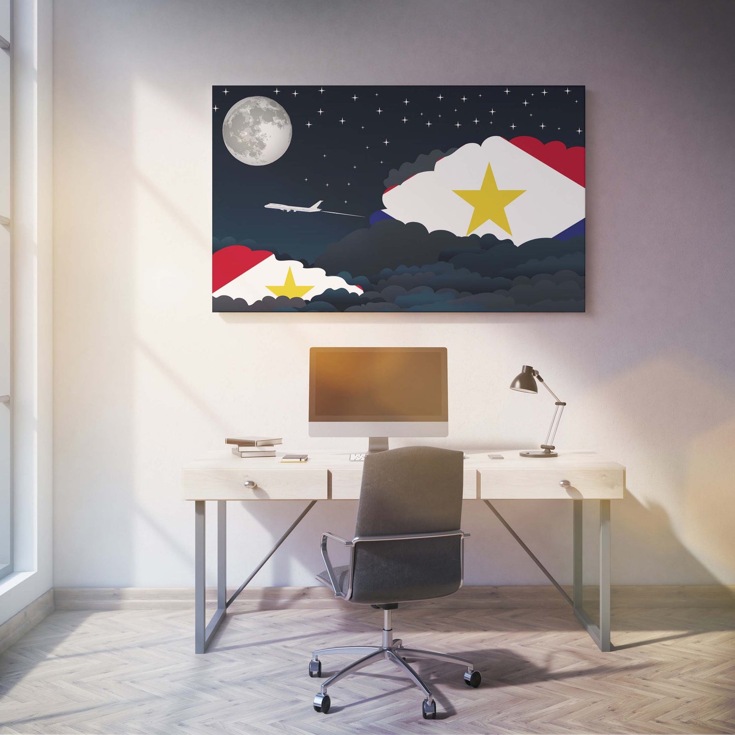 Saba Night Clouds Canvas Print Framed