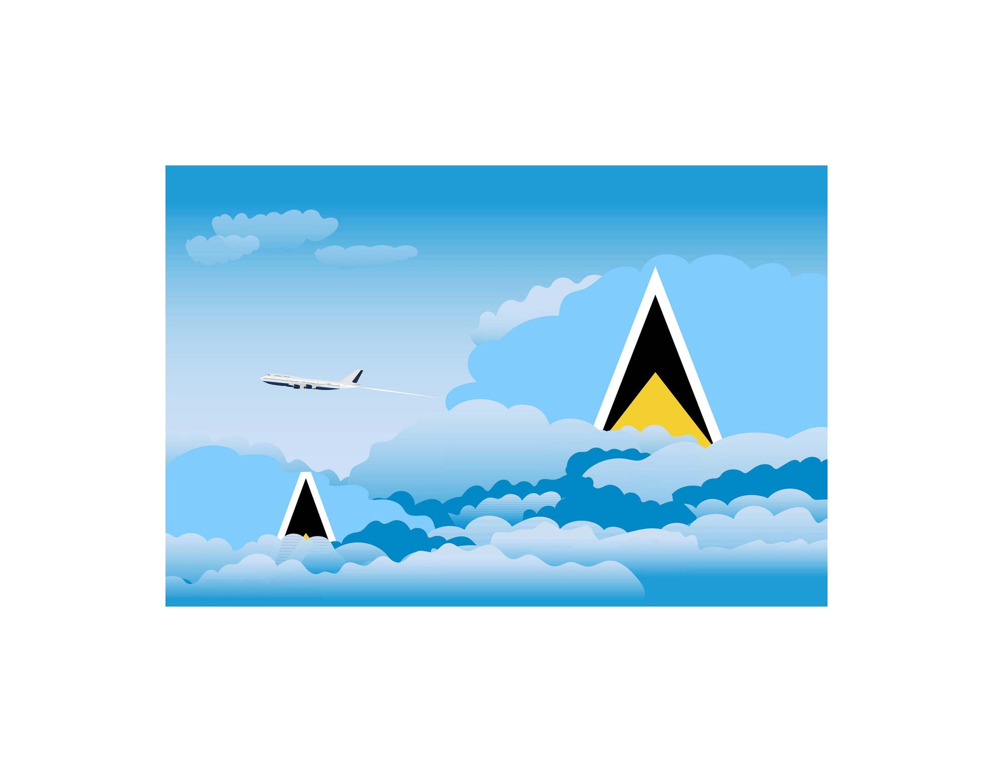 Saint Lucia Day Clouds Canvas Print Framed